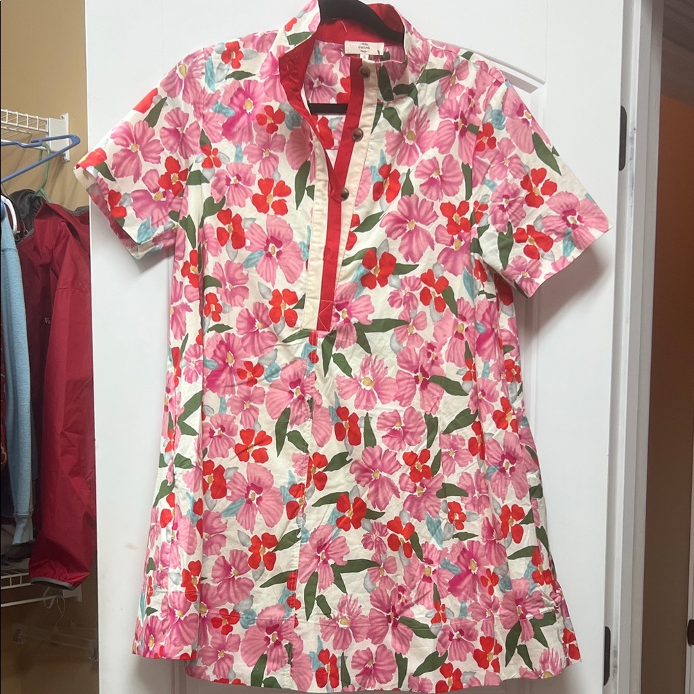 Entro Pink and Red Floral Button Down Shirt